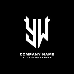 YW Initial letter Shield vector Logo Template Illustration Design, black and white color