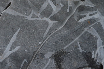 Texture beautiful patterns on ice in winter close up