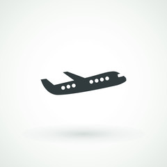 Plane icon. Flight transport symbol, airplane , fly airctaft, Aviation Vacation illustration. Travel icon solid illustration, pictogram isolated on white - Vector illustration