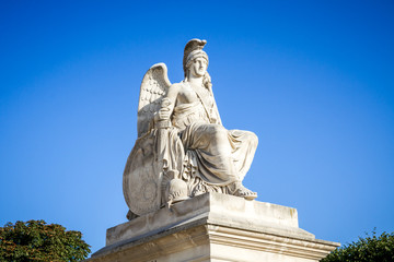 Fototapeta na wymiar Victorious France statue near the Triumphal Arch of the Carrousel, Paris