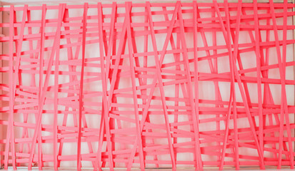 Decorating the walls with pink fabric ties