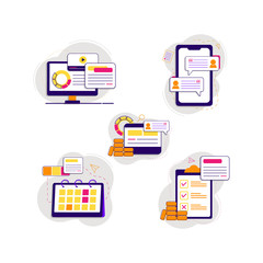 A collection of illustrative concept makers, concept blogging, education, creative writing, content management for web pages.