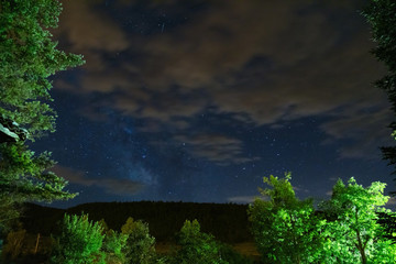 Milky way stars on a dark night sky.