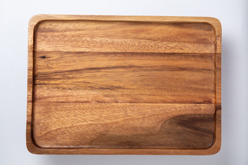 wooden tray white background