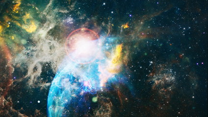 Bright Star Nebula. Distant galaxy. Abstract image. High quality space background. Elements of this...