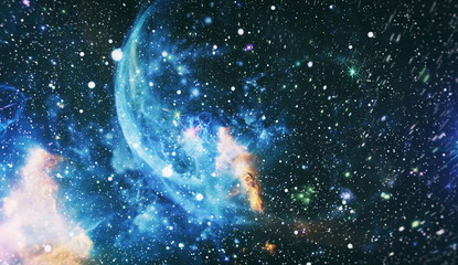 Chaotic space background. Dreamscape galaxy. The elements of this image furnished by NASA.