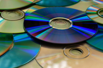 Close up of cds on a desk