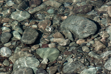 Pebbles in river New Zealand