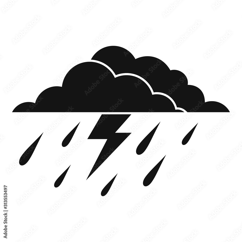 Poster thunderstorm icon. simple illustration of thunderstorm vector icon for web design isolated on white 