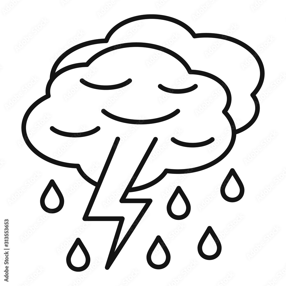 Aufkleber thunderstorm cloud icon. outline thunderstorm cloud vector icon for web design isolated on white bac