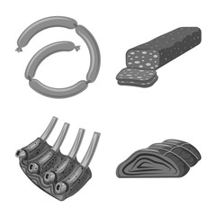 Isolated object of meat and ham icon. Collection of meat and cooking stock vector illustration.