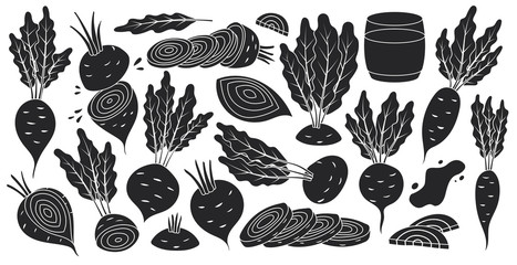 Vegetable of beet vector black set icon. Vector illustration beetroot root on white background .Isolated black set icon food of beet.