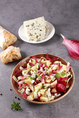 chicory salad with blue cheese, walnut and sauce