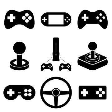 Joystick set icon, logo isolated on white background