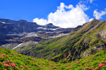Cirque de Gavarnie in the French Pyrenees. Summer mountain landscape.