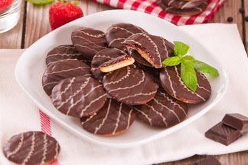Soft cakes with strawberry.	