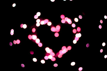 Heart made from little pink lights