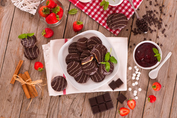 Soft cakes with strawberry.	