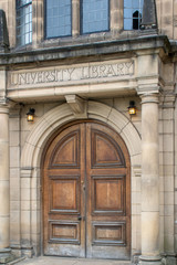 Large Wooden Entrance Door to University Library