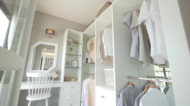 White and Stylish Walk-In Closet Decoration Idea