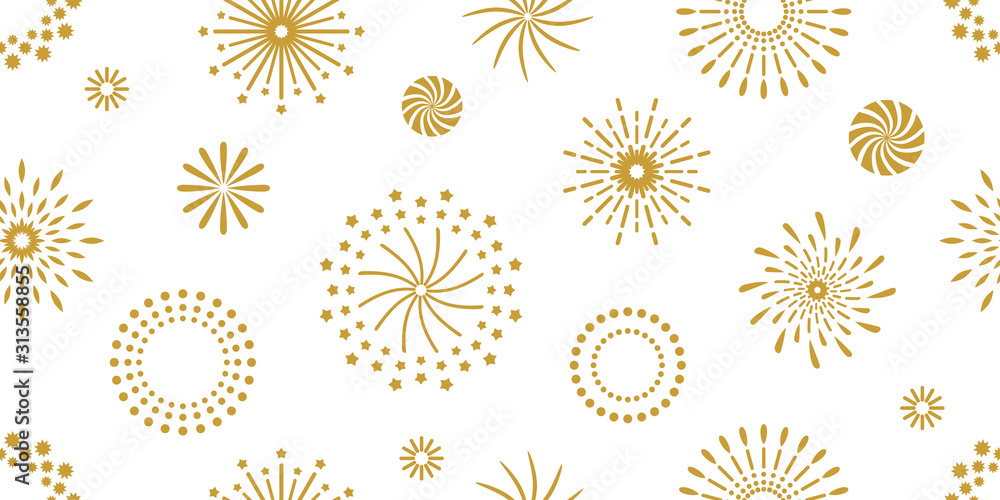 Wall mural seamless vector pattern with golden elements.