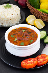 Rajma Chawal or Rajma Jeera Chawal (Rice) is a Traditional North Indian Food, Consisting of Cooked Red Kidney Beans in a Thick Gravy with Spices. Served with Jeera Rice