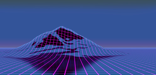 projection of light grid onto mountain topography