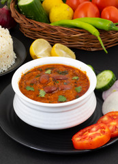 Rajma Chawal or Rajma Jeera Chawal (Rice) is a Traditional North Indian Food, Consisting of Cooked Red Kidney Beans in a Thick Gravy with Spices. Served with Jeera Rice