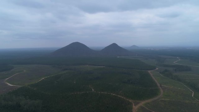 The Glass House Mountains from the sky