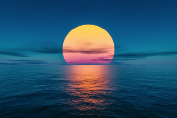 great sunset over the ocean - obrazy, fototapety, plakaty