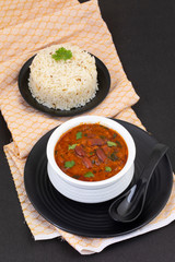 Rajma Chawal or Rajma Jeera Chawal (Rice) is a Traditional North Indian Food, Consisting of Cooked Red Kidney Beans in a Thick Gravy with Spices. Served with Jeera Rice