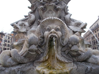  Fontana del Pantheon – barokowa fontanna dłuta Leonarda Sormani, Roma. - obrazy, fototapety, plakaty