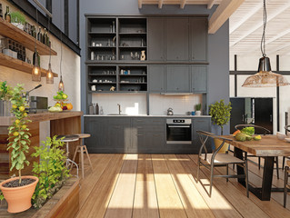 modern domestic kitchen interior.