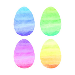 Set of watercolor abstract eggs. Easter elements, backgrounds and textures. Isolated, Hand drawn and carved