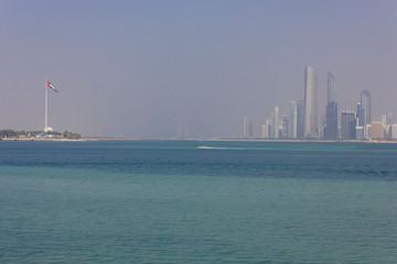 Fototapeta na wymiar view of Abu Dhabi skyline from its marina