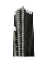 Obraz premium ruined skyscraper, tall dystopic building isolated on white background