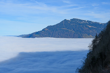 Sicht vom Bürgenstock auf die Rigi, mit Nebelmeer,  Nidwalden, Schweiz