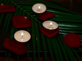 candles on a black background