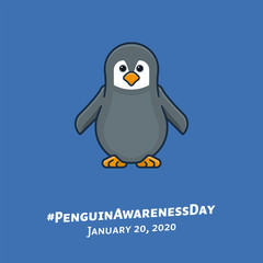 Endnagered species concept. Baby penguin vector illustration for #PenguinAwarenessDay - 20th of January