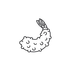 Prawn in tempura vector outline icon