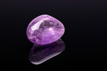 Macro shot of crystals of violet amethyst