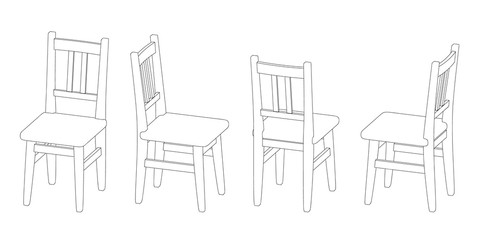 Chair. Isolated on white background. Vector outline illustration.
