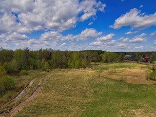 Spring landscape with a bird's eye view.