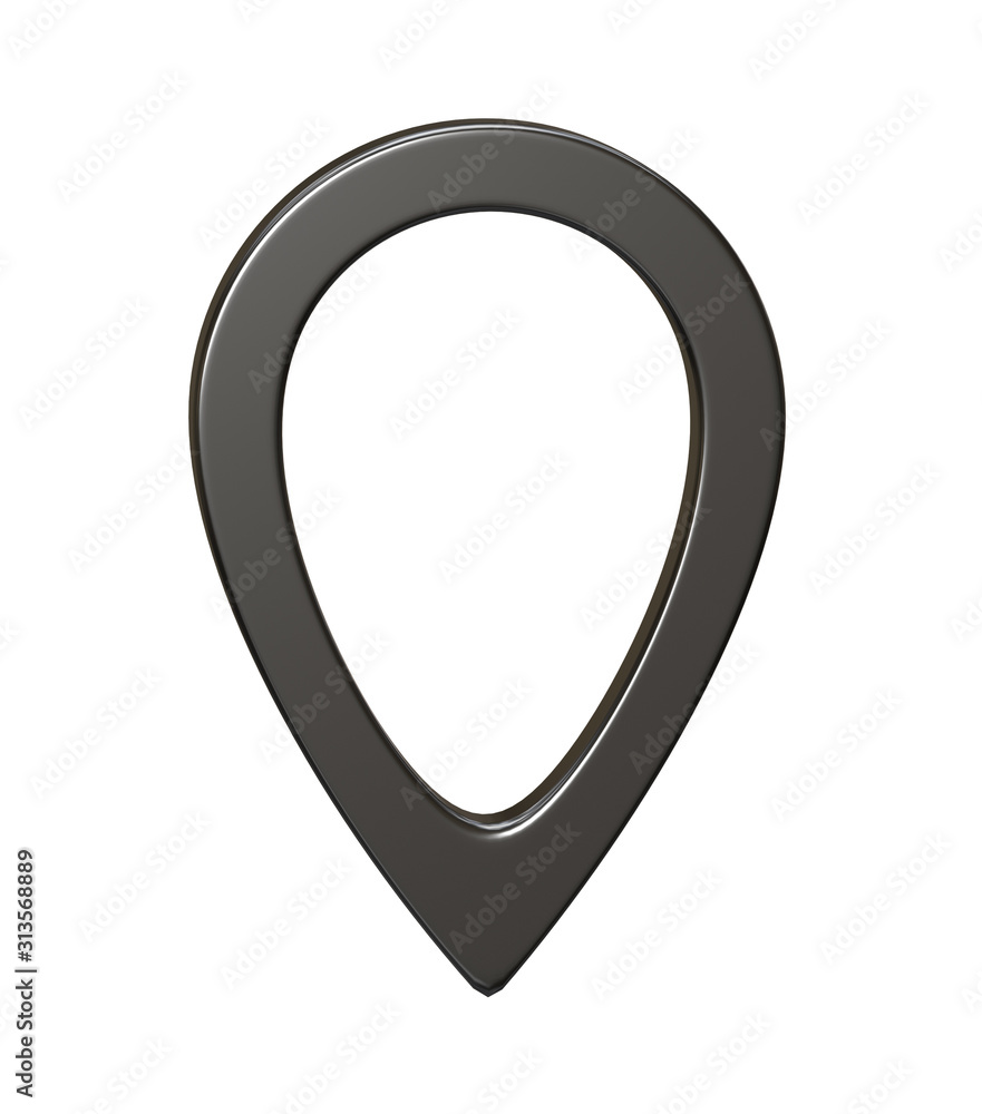 Fototapete grey map pointer 3d pin. location symbol isolated on white background. web location point, pointer. 