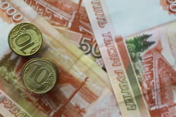 Russian banknotes and coins 