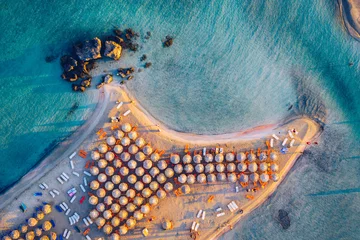 No drill light filtering roller blinds Elafonissi Beach, Crete, Greece Aerial drone shot of beautiful turquoise beach with pink sand Elafonissi, Crete, Greece. Best beaches of Mediterranean, Elafonissi beach, Crete, Greece. Famous Elafonisi beach on Greece island, Crete.