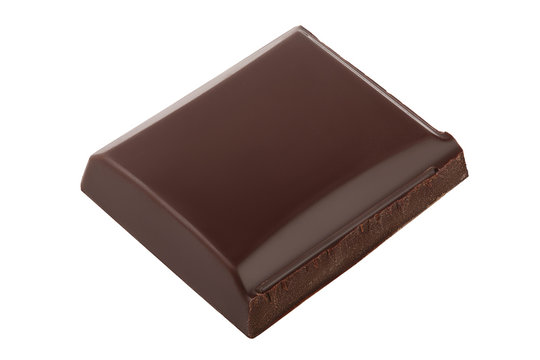 Small dark chocolate piece isolated on white background with clipping path