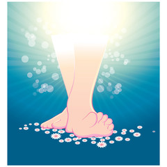 The feet of God rises on earth with so many lights