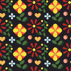 Vector retro vintage flowers seamless pattern