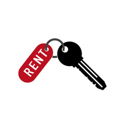 For rent key icon on white. Vector